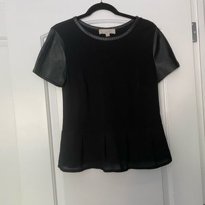 Loft Pleather Sleeve Péplum Top